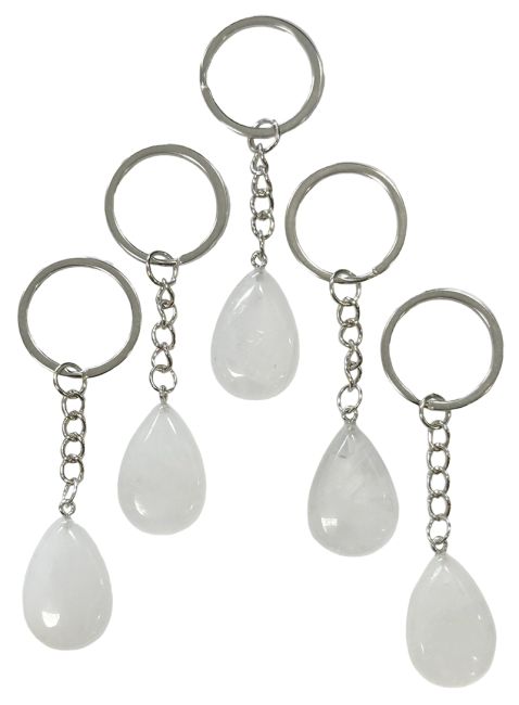 Porte Clés Goutte Cristal de Roche A 30mm x 5 chez Arabesk