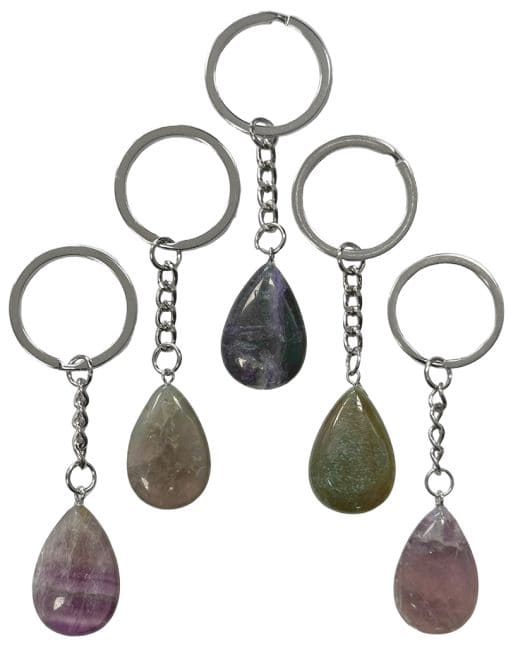 Porte Clés Goutte Fluorite Multicolore 30mm x 5