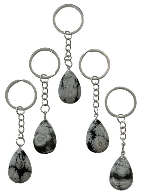 Schneeflocken-Obsidian-Tropfen-Schlüsselanhänger, 30 mm x 5