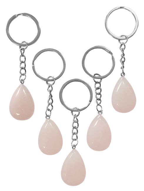 Porte Clés Goutte Quartz Rose 30mm x 5