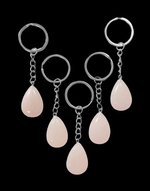 Porte Clés Goutte Quartz Rose 30mm x 5