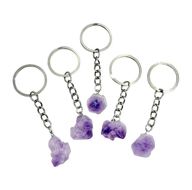 Porte Clés Amethyste Brute A 30mm x5 chez Arabesk
