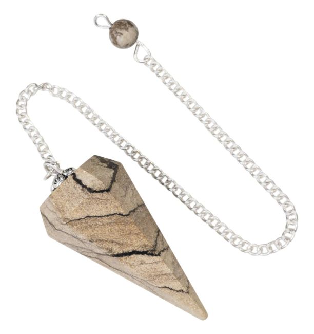 Pendule Jaspe Paysage Conique 6 faces