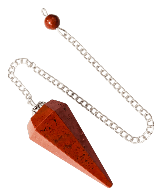Pendule Jaspe Rouge conique 6 faces chez Arabesk