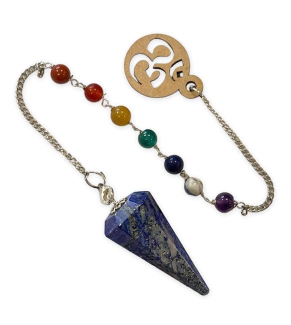 Pendule Lapis Lazuli conique 7 chakras & om 12 faces