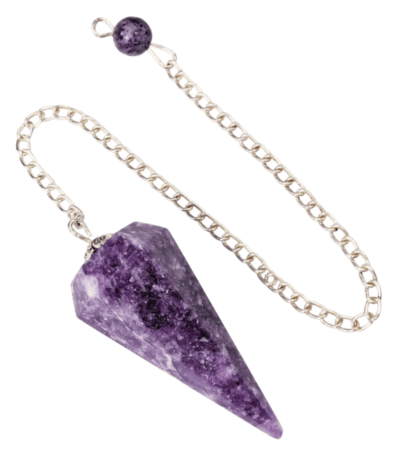 Pendule Lepidolite Conique 6 faces chez Arabesk
