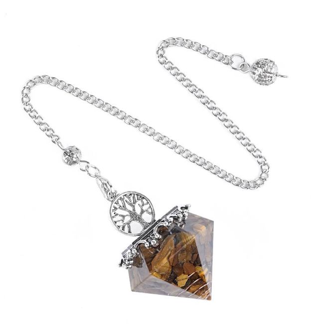Pendule Orgonite Arbre de Vie Oeil de Tigre 6 faces