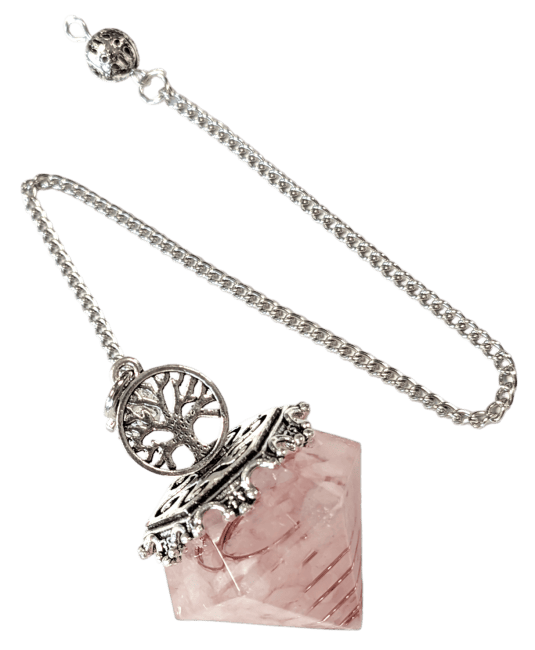 Pendule Orgonite Arbre de Vie Quartz Rose 6 faces chez Arabesk