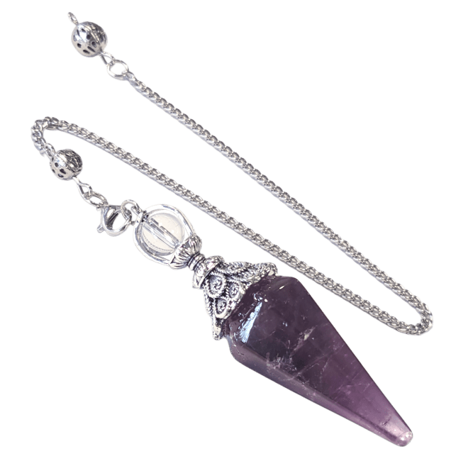 Pendule Amethyste 6 faces & Métal chez Arabesk