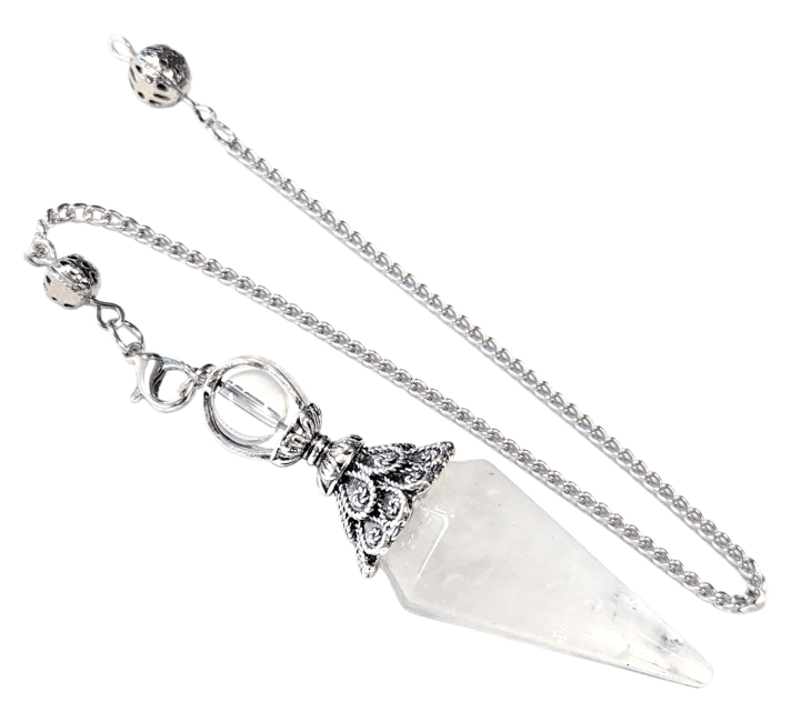 Pendule Cristal de Roche 6 faces & Métal chez Arabesk