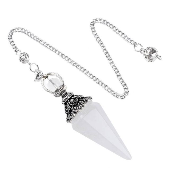 Pendule Cristal de Roche 6 faces & Métal