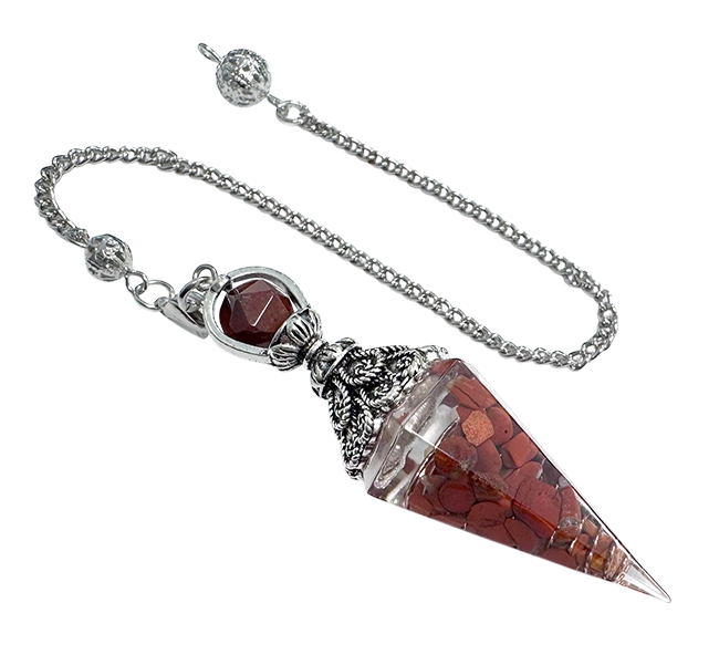 Pendule Orgonite Jaspe Rouge 6 faces chez Arabesk