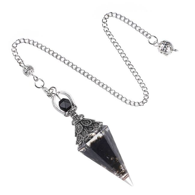 Pendule Orgonite Obsidienne Noire 6 faces