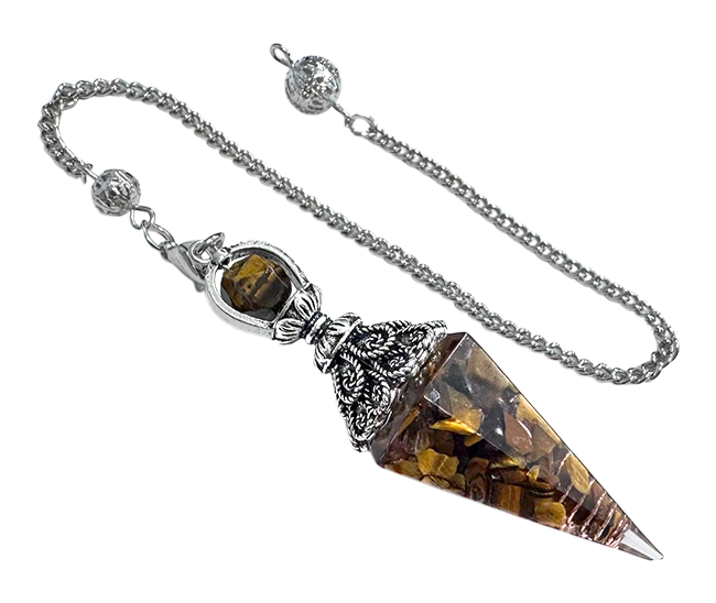 Pendule Orgonite Oeil de Tigre 6 faces chez Arabesk