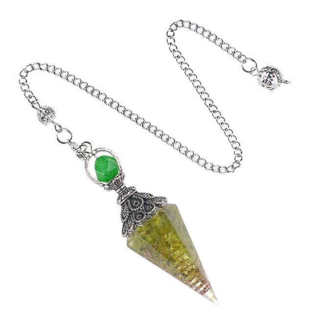 Pendule Orgonite Péridot 6 faces chez Arabesk