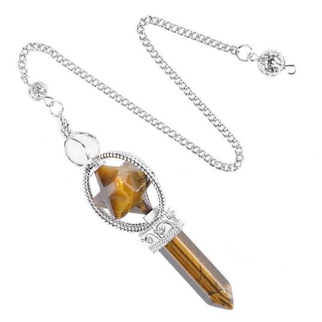 Pendule Oeil de Tigre Merkaba 6 faces