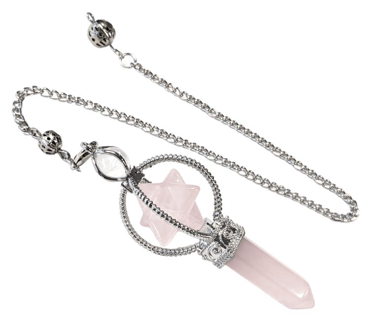 Pendule Quartz Rose Merkaba 6 faces chez Arabesk