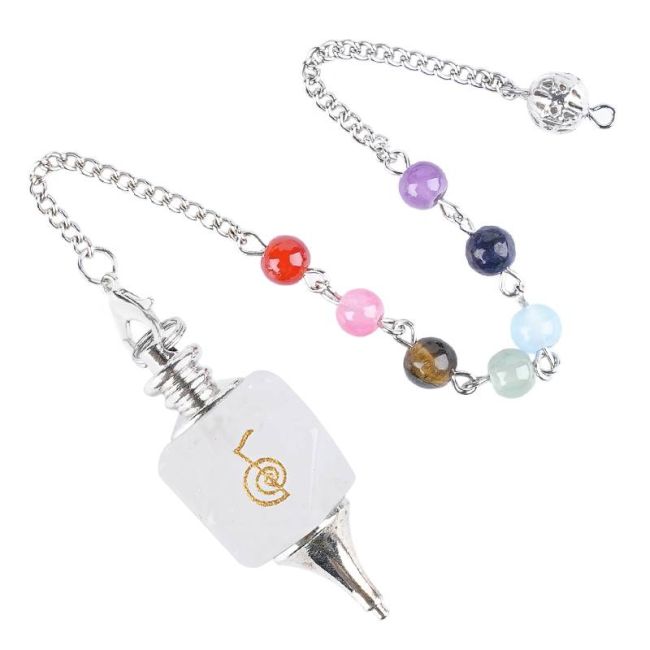 Pendule Hexagolal Cristal de Roche Reiki ChoKu Rei 7 Chakras chez Arabesk