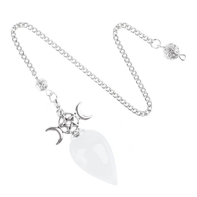 Pendule Divinatoire Pentacle Triple Lune Cristal de Roche chez Arabesk