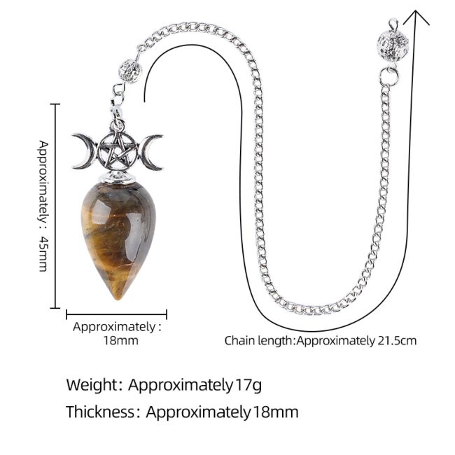 Pendule Divinatoire Pentacle Triple Lune Œil de Tigre chez Arabesk|fr