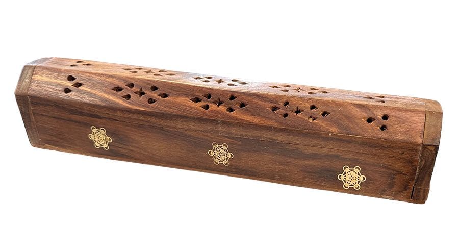 Porte Encens Coffret en Bois de Sheesham Metatron 30cm x2 chez Arabesk