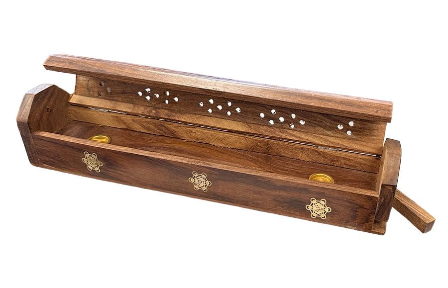 Porte Encens Coffret en Bois de Sheesham Metatron 30cm x2 chez Arabesk|fr