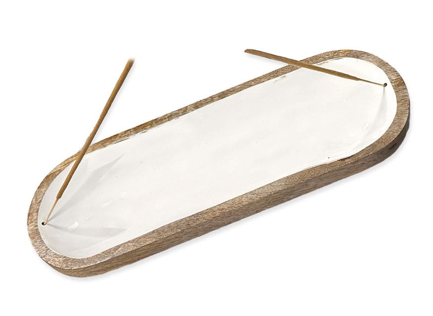 Porte Encens Mango Meena Work Blanc 28cm chez Arabesk