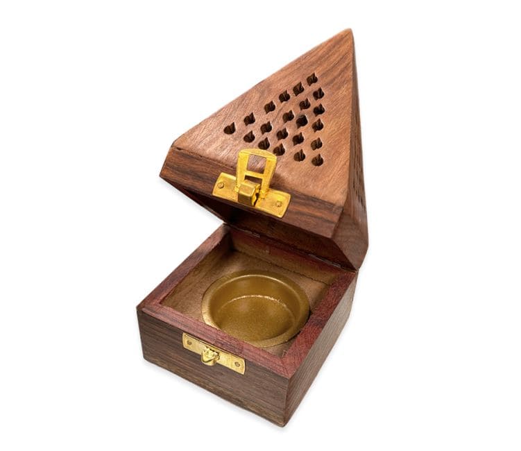 Porte Encens Pyramide Coffret en Bois de Sheesham 13cm