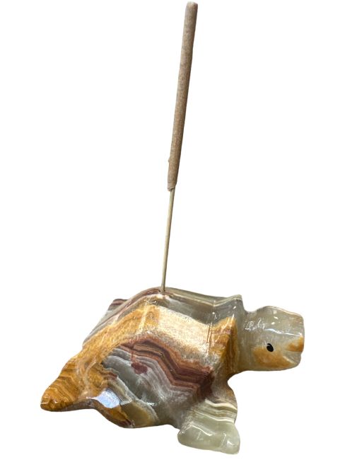 Porte encens Tortue pierre onyx 6cm