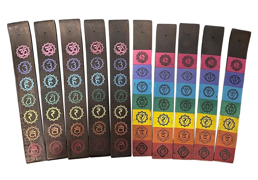 Porte encens bois ski 7 Chakras 2 Couleurs x10