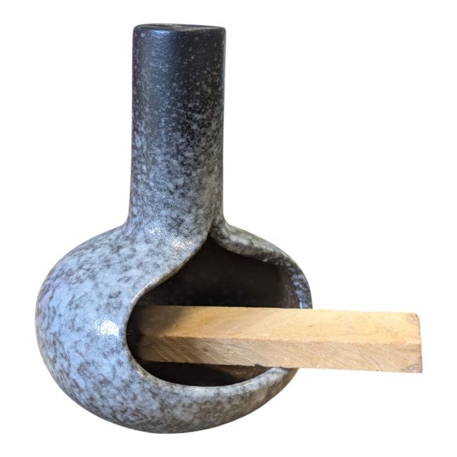 Brûleur de Fumigation en Céramique Noire à Nuances Blanches