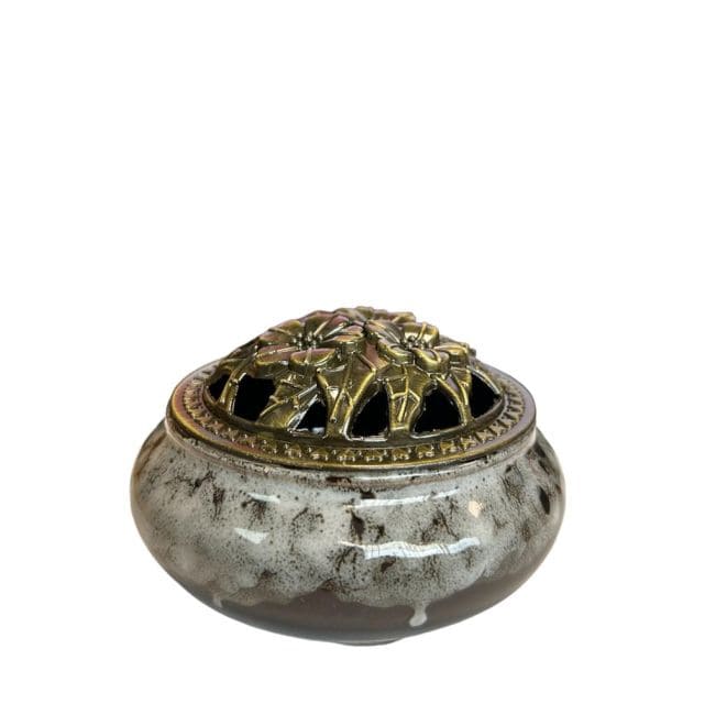 Porte Encens Céramique Marron et Gris 10cm chez Arabesk