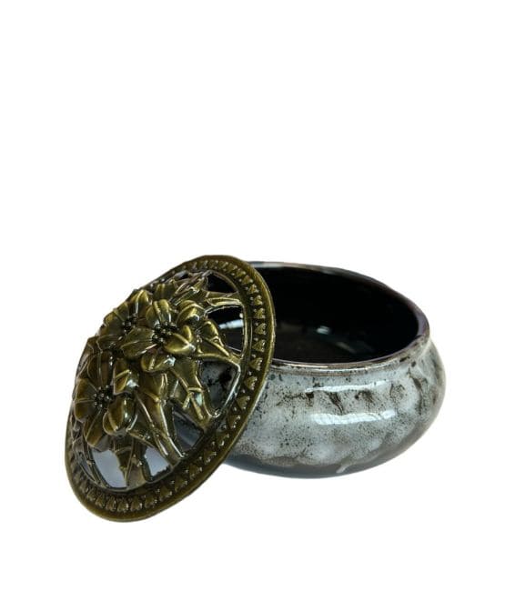 Porte Encens Céramique Marron et Gris 10cm chez Arabesk|fr