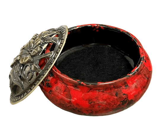 Porte Encens Céramique Rouge et Noir  10cm chez Arabesk|fr