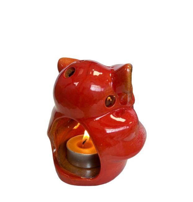 Bougeoir Hibou Rouge 10cm