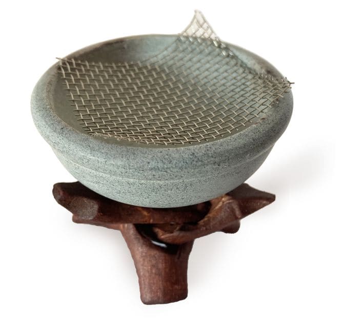 Porte encens Pierre sur Socle en Bois