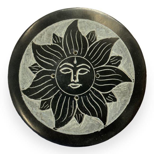 Porte encens pierre Soleil 10cm