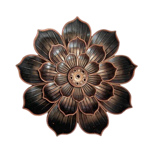 Porte Encens Métal Grande Fleur de Lotus  8.5 cm