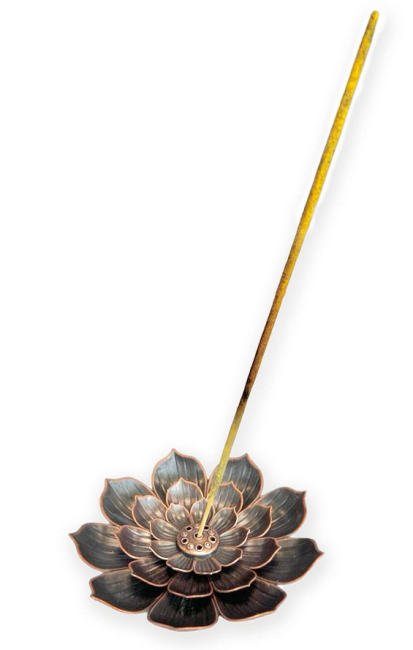 Porte Encens Métal Grande Fleur de Lotus  8.5 cm