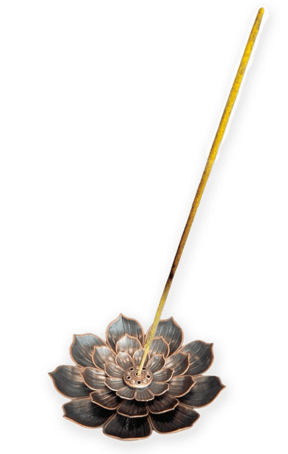 Porte Encens Métal Grande Fleur de Lotus  8.5 cm chez Arabesk|fr