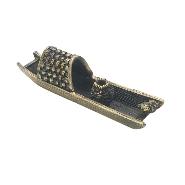 Porte Encens Métal Bateau Bronze 9.5 cm