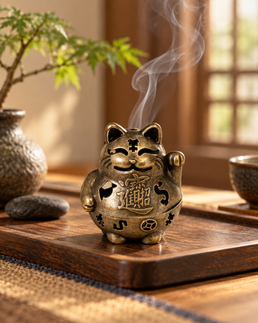 Brûle-encens Maneki-neko bronze 4,9 cm – Lot de 3 chez Arabesk|fr