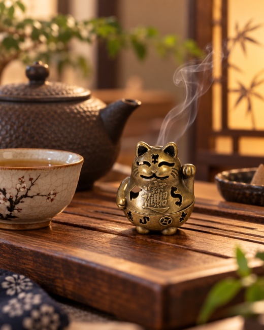 Brûle-encens Maneki-neko bronze 4,9 cm – Lot de 3 chez Arabesk|fr