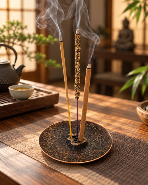 Porte-encens 9 trous décor chinois 9 cm chez Arabesk|fr