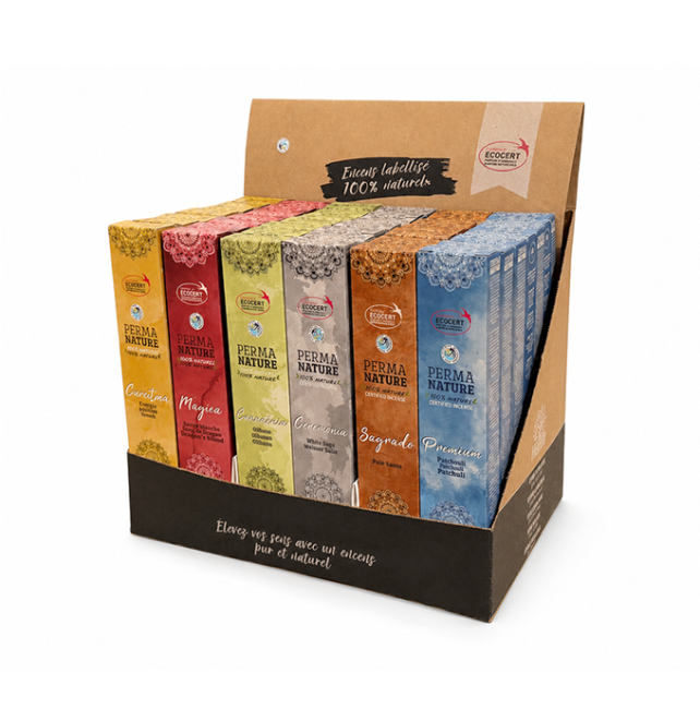 Présentoir Encens Perma-Nature Ecocert Fair Trade 42 pcs chez Arabesk