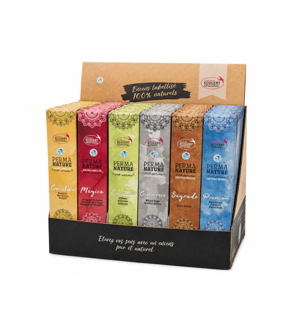 Présentoir Encens Perma-Nature Ecocert Fair Trade 42 pcs chez Arabesk|fr