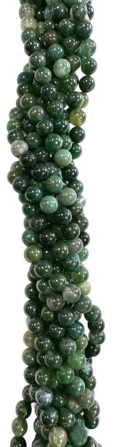 Agate Mousse perles 10mm sur fil 40cm