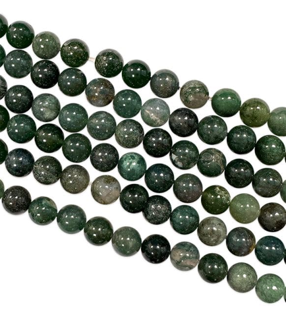 Agate Mousse perles 10mm sur fil 40cm