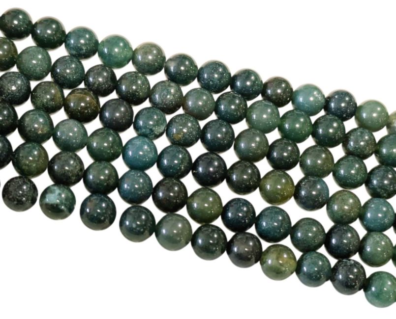 Agate Mousse perles 6mm sur fil 40cm