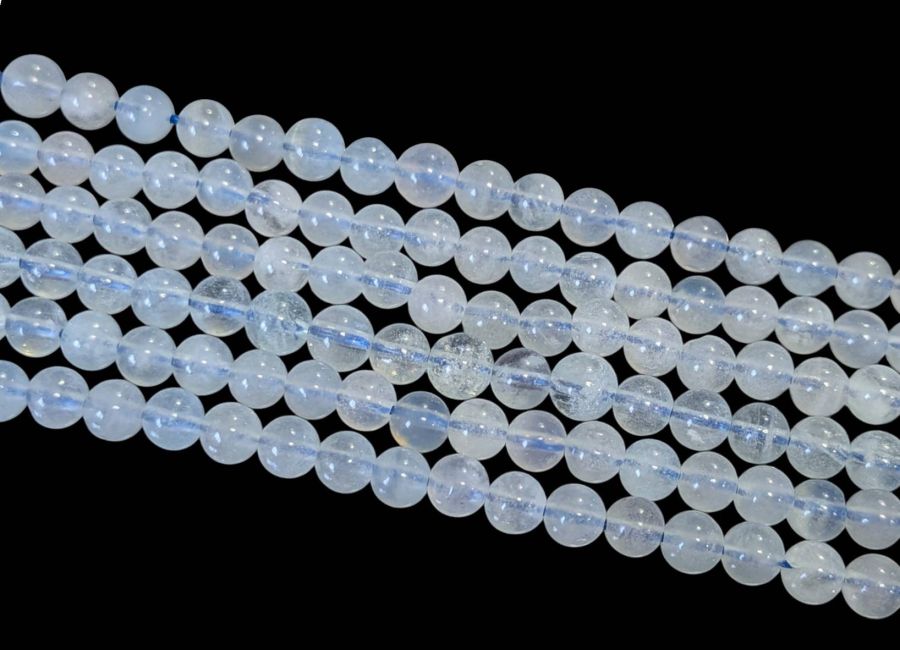 Perles Rondes sur Fil Aigue-Marine AA 4-5mm chez Arabesk